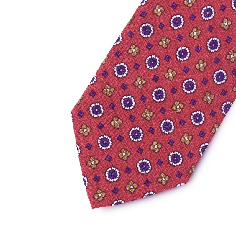 Wool pattern tie with floreal microdesign