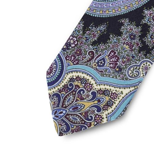 Blue cashmere paisley tie
