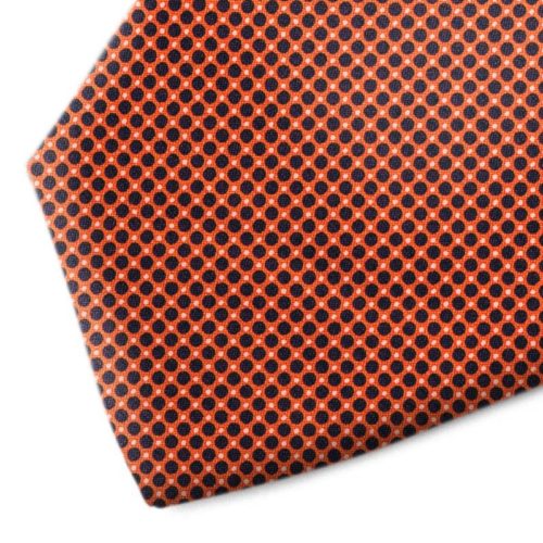 Orange and black polka dot silk tie