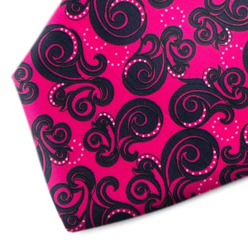 Fuchsia and black patterned silk tie