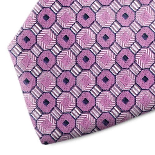 Lilac and blue patterned silk tie