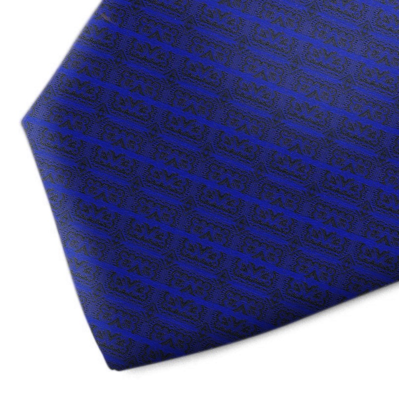 Blue and black patterned silk tie