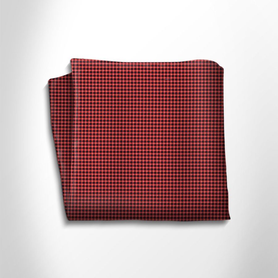 Red and black floral patterned silk pocket square