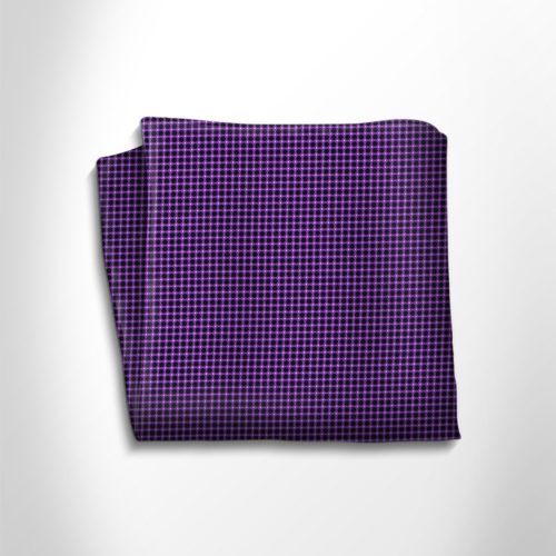 Violet and black polka dot silk pocket square