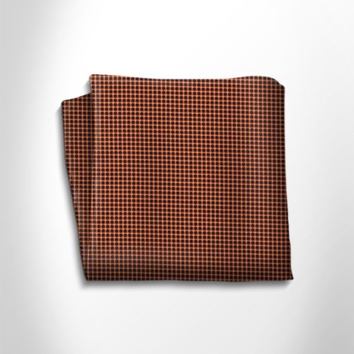 Orange and black polka dot silk pocket square