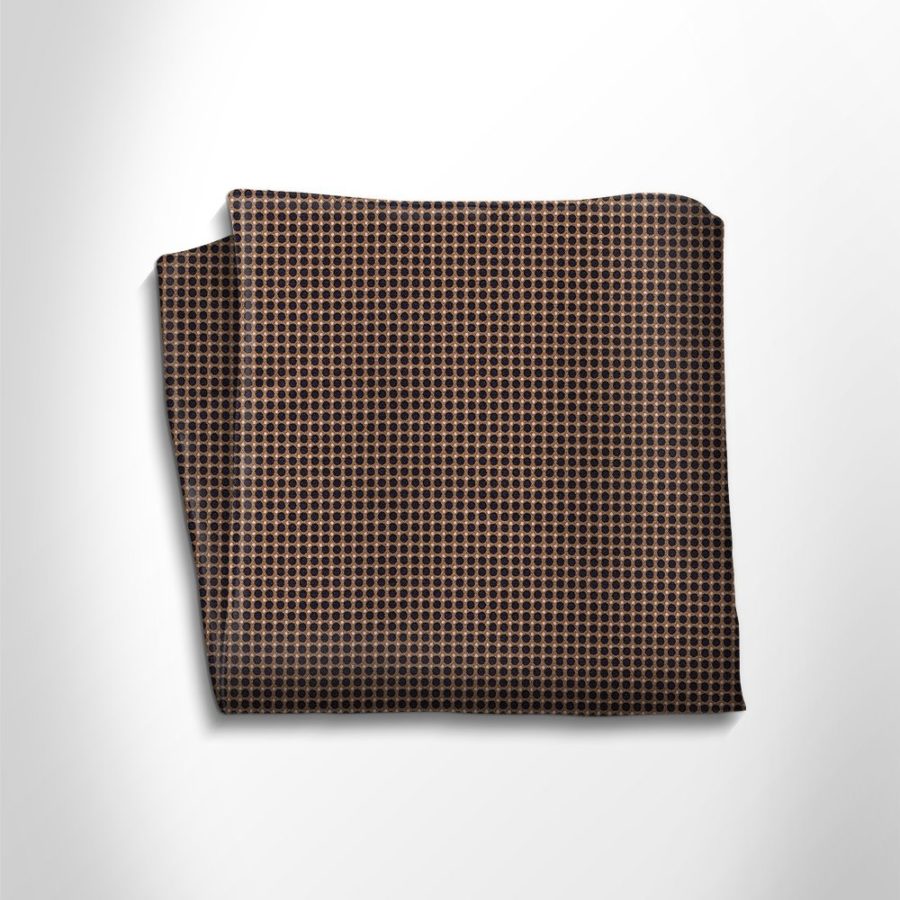 Brown and black silk pocket square