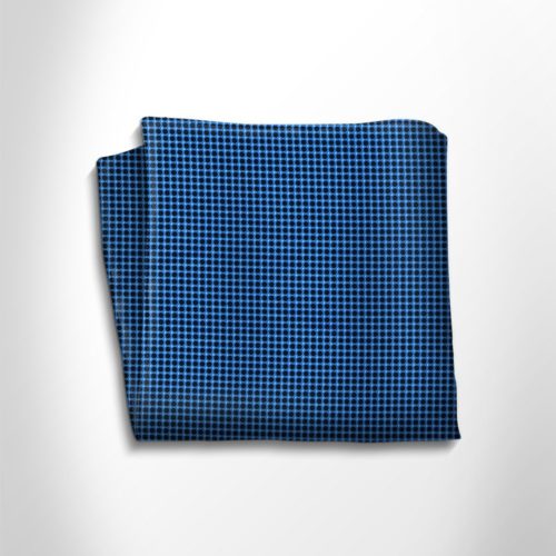 Blue black silk pocket square