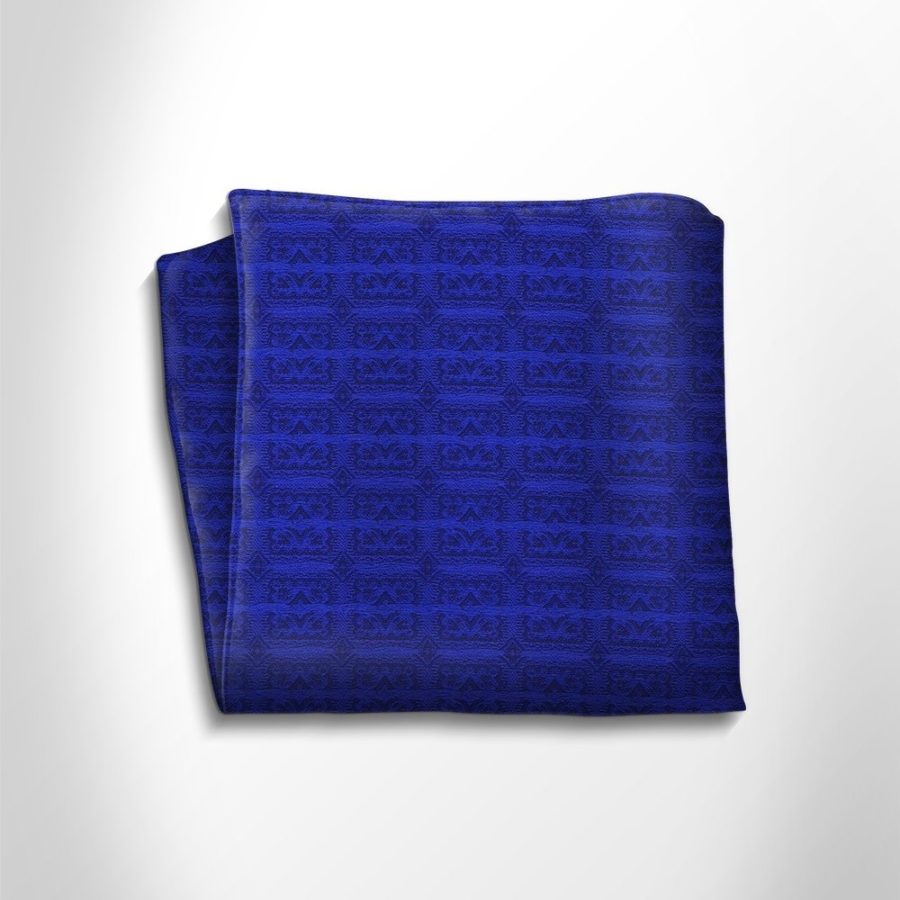 Blue patterned silk pocket square