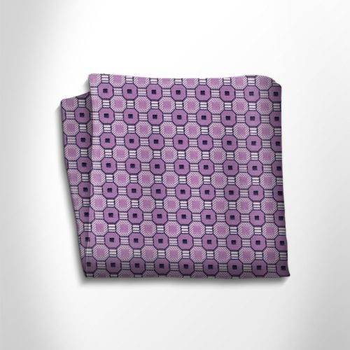 Lilac and blue patterned silk pocket square