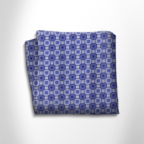 Sky blue and blue patterned silk pocket square