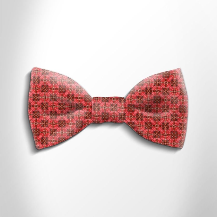 Red and orange patterned silk bow tie