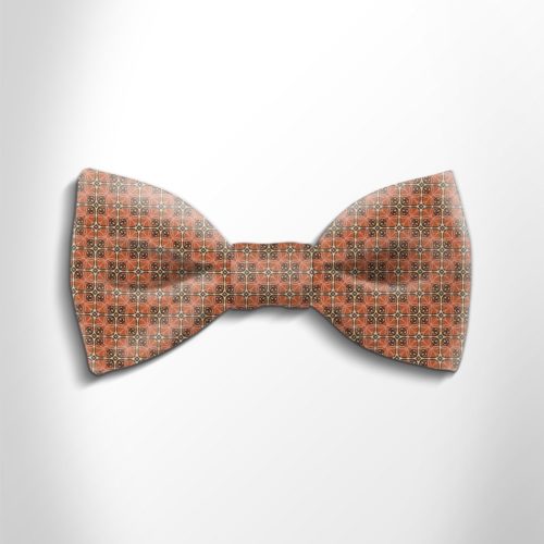 Orange and gold patterned silk bow tie