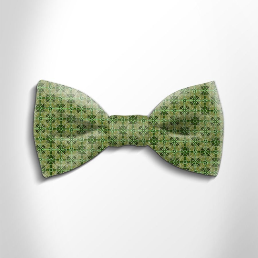 Green patterned silk bow tie