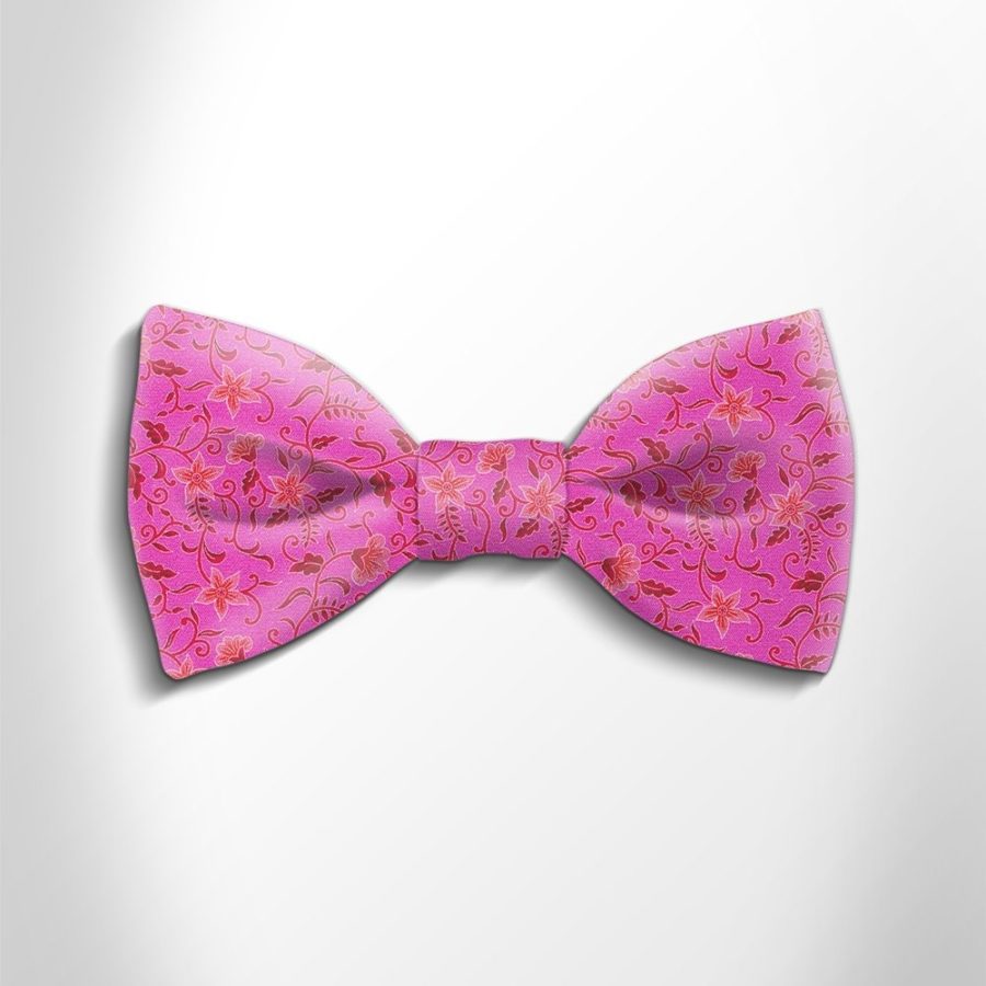 Fuchsia and pink floral patterned silk bow tie