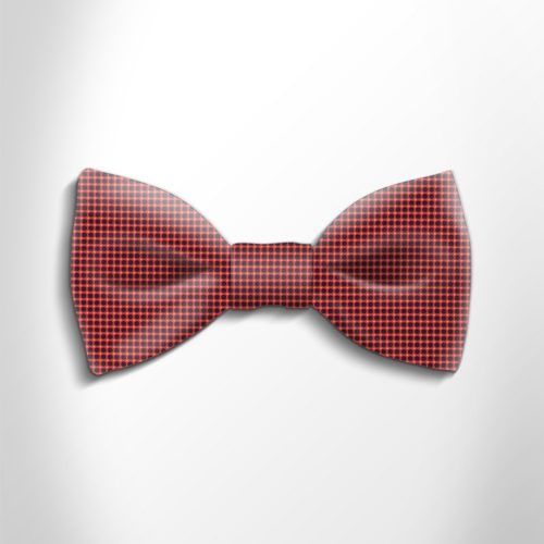 Red and vblack polka dot silk bow tie