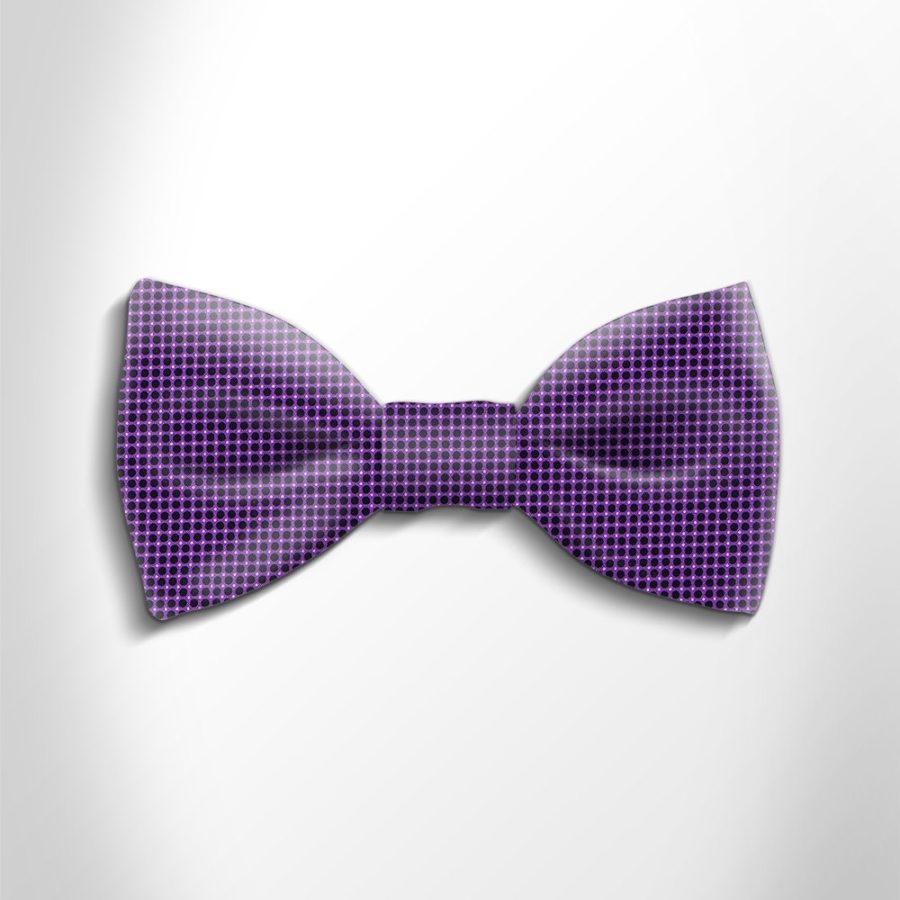 Violet and black polka dot silk bow tie