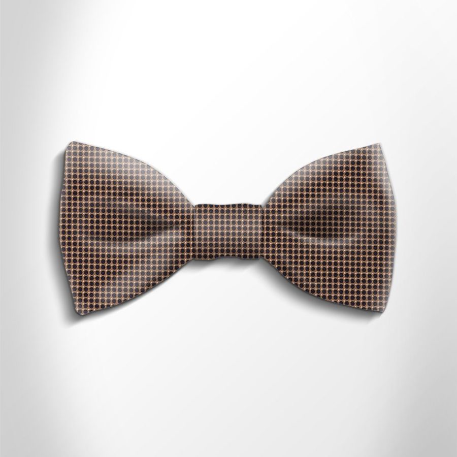 Brown and black polka dot silk bow tie
