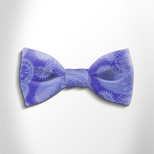 Sky blue paisley silk bow tie