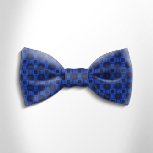 Sky blue and blue patterned silk bow tie