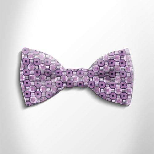 Lilac and blue patterned silk bow tie