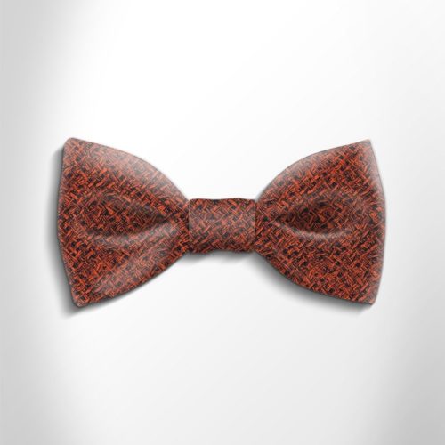Orange and black patterned silk bow tie