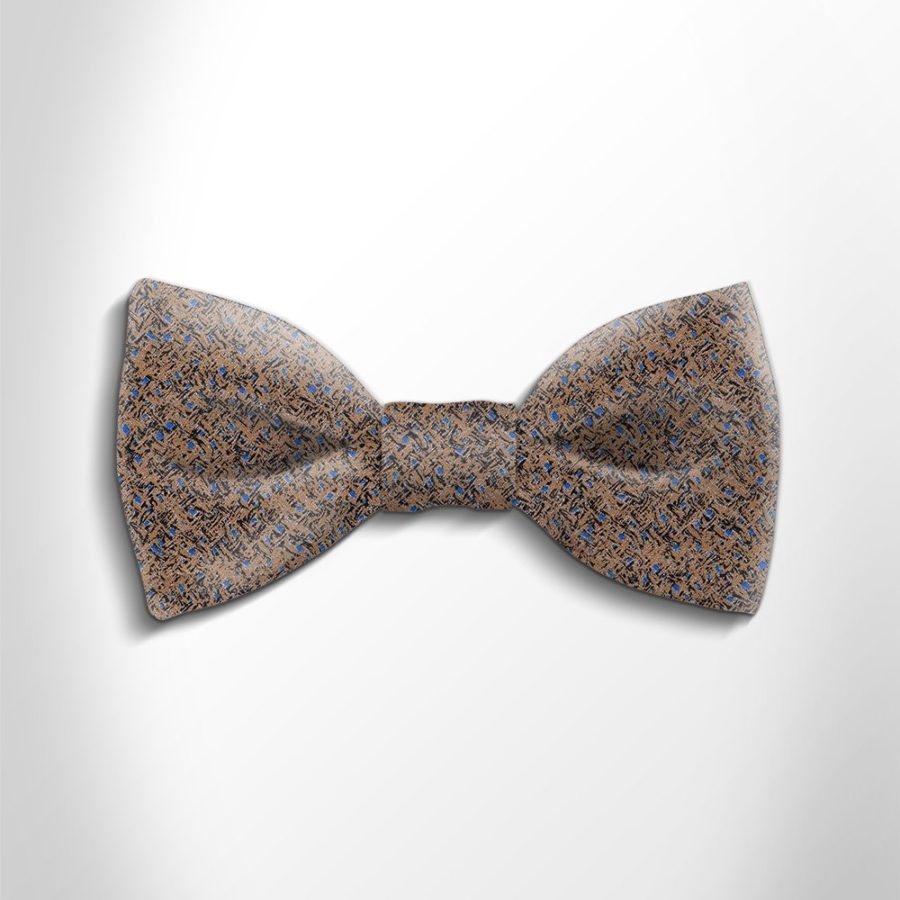 Gold, black and turquoise patterned silk bow tie