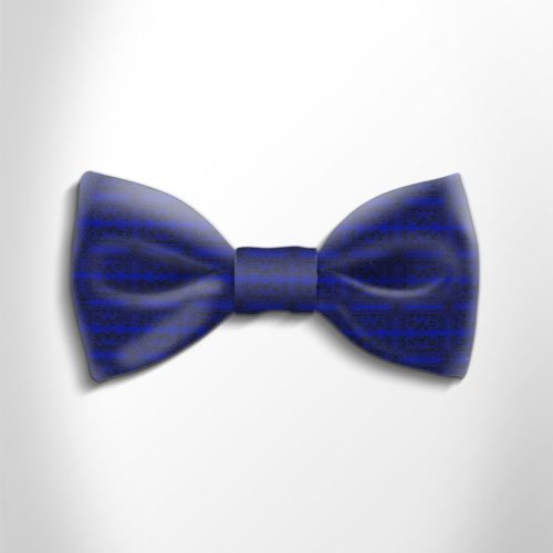 Blue and black patterned silk bow tie