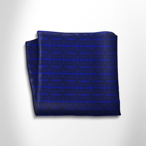 Blue and black patterned silk pocket square