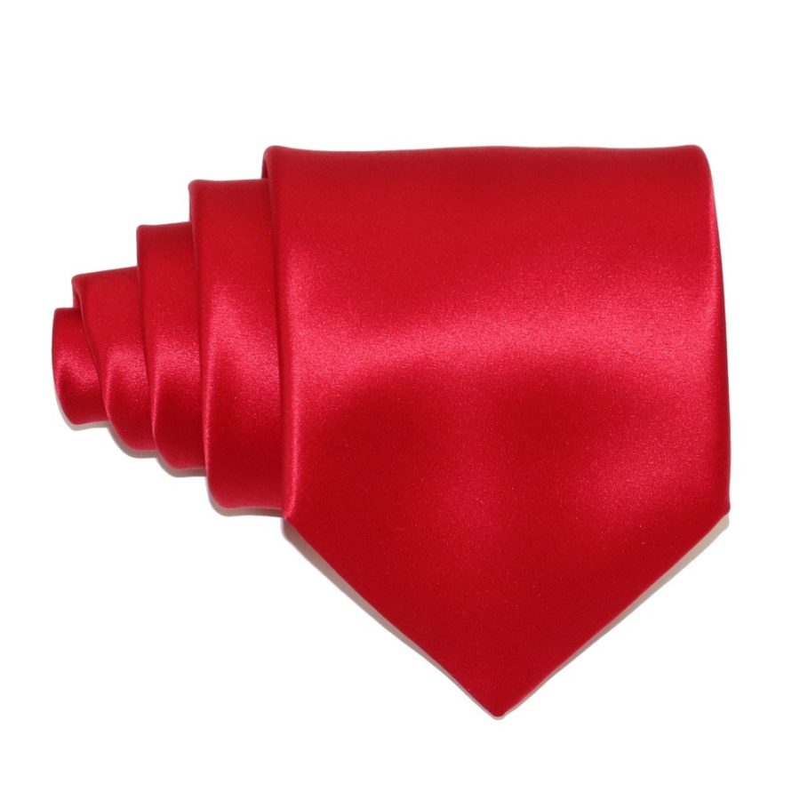 Tailored solid red silk tie 18005-13