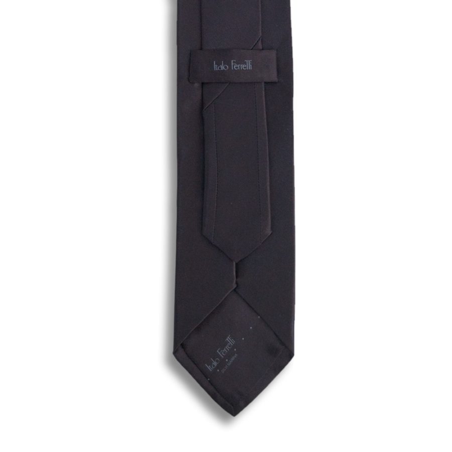 Black silk tie with jeweled ring