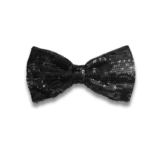 Black silk bow tie with black sequins