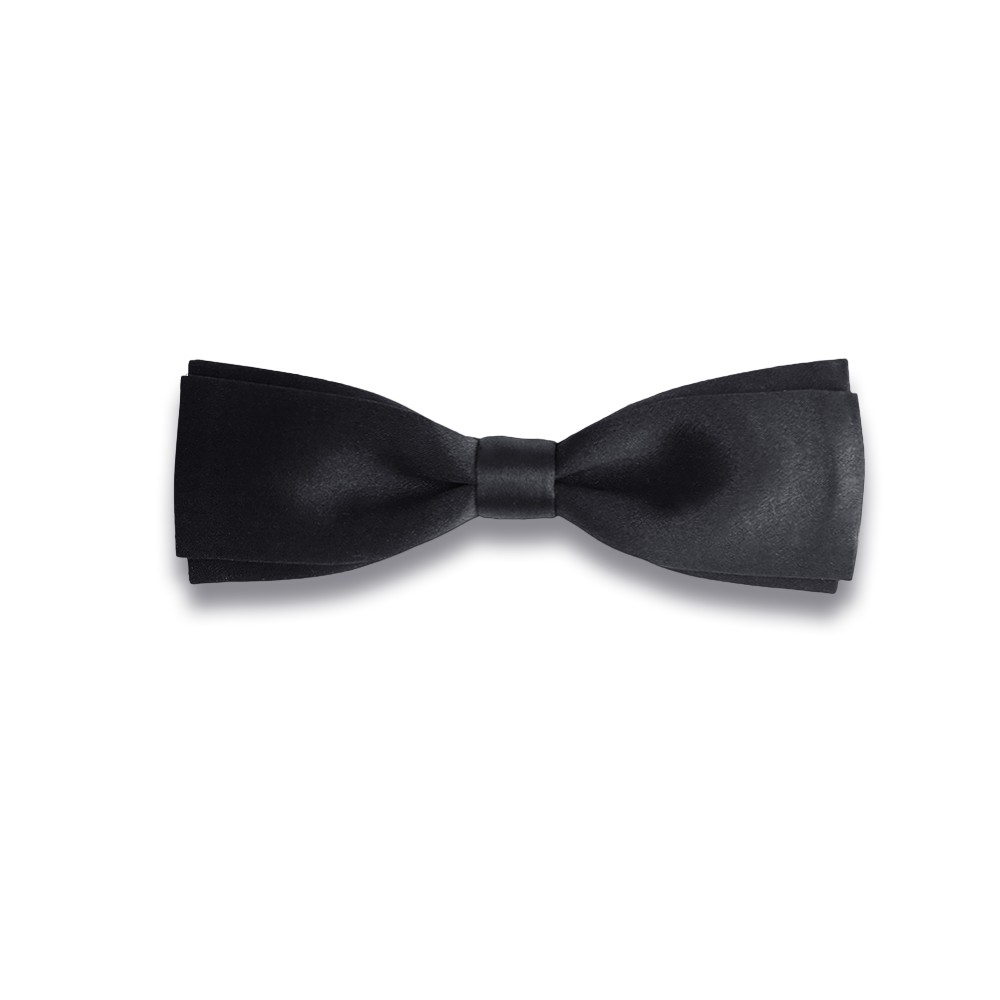 Solid black silk bow tie, slim cigar style, handmade in Italy - Italo ...