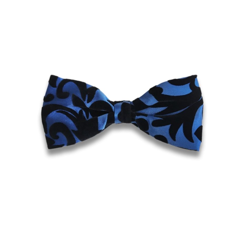 Black and blue silk and velvet bow tie