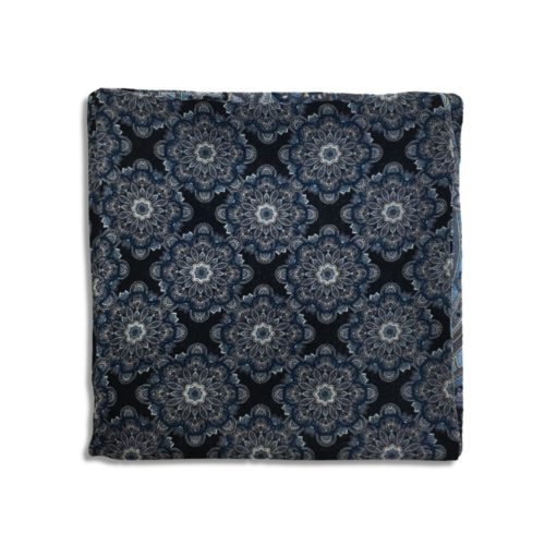 Black and sky blue cashmere pocket square