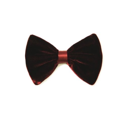 Red silk and velvet bow tie
