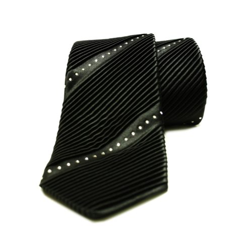 Black silk tie with Swarovski crystals