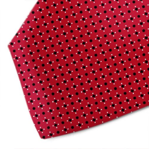 Red silk tie with black and white pattern