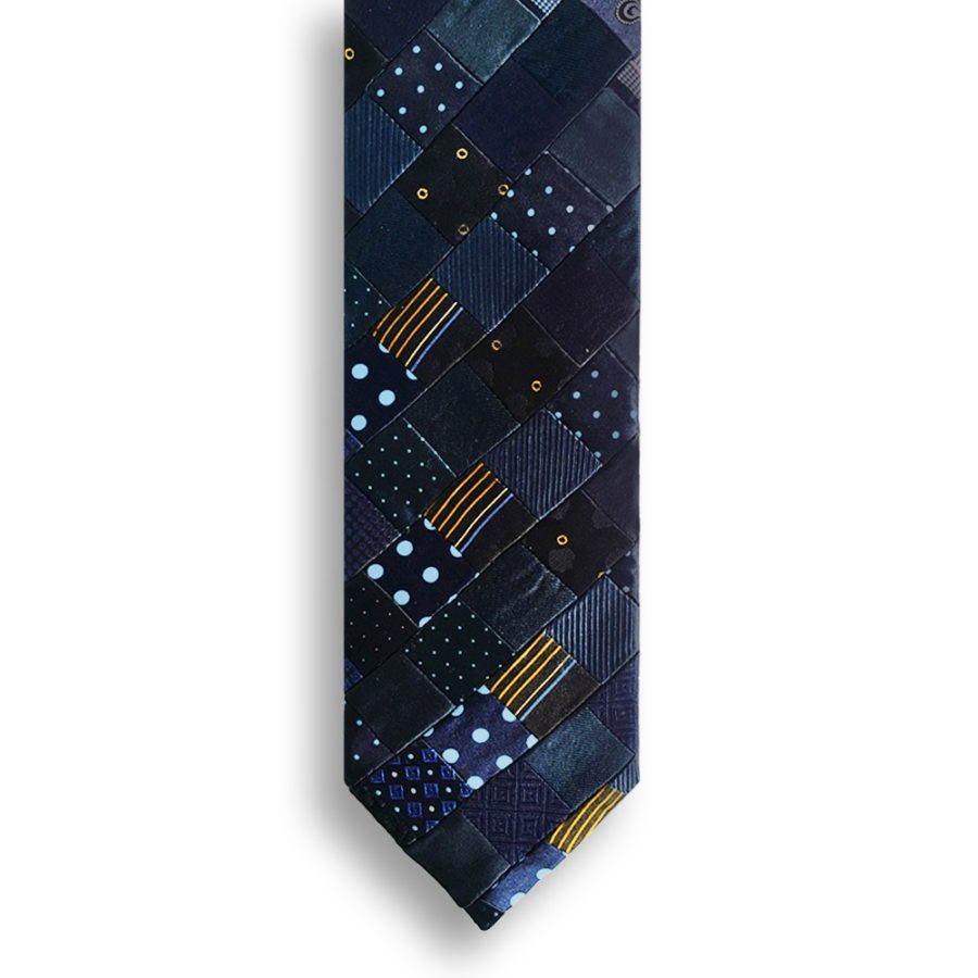 Blue minipatchwork silk tie