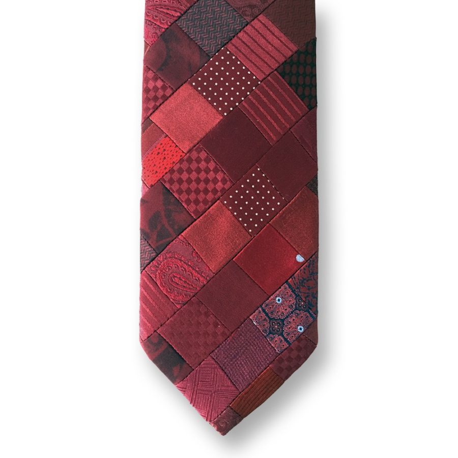Red minipatchwork silk tie