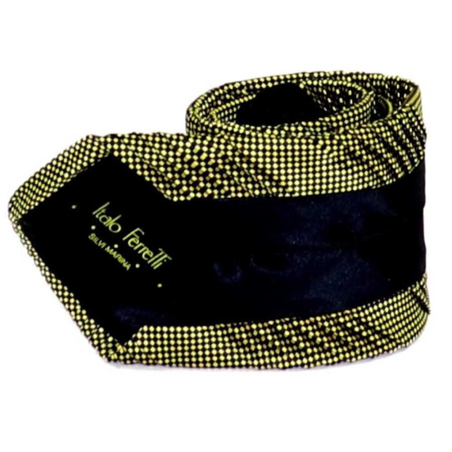 Sartorial PLEATED silk tie black and brass 919002-001