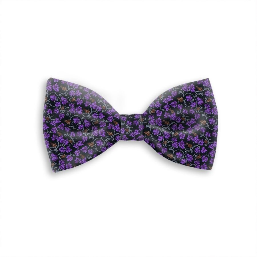 Tailored handmade bow-tie purple and gold vineyard 419301-01