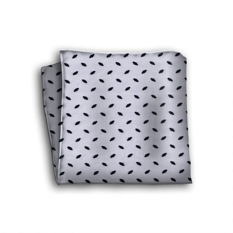 Sartorial silk pocket square with velvet effect application 419408-07