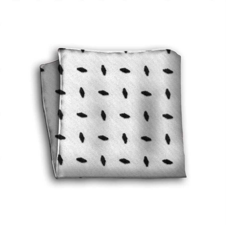 Sartorial silk pocket square with velvet effect application 419408-08