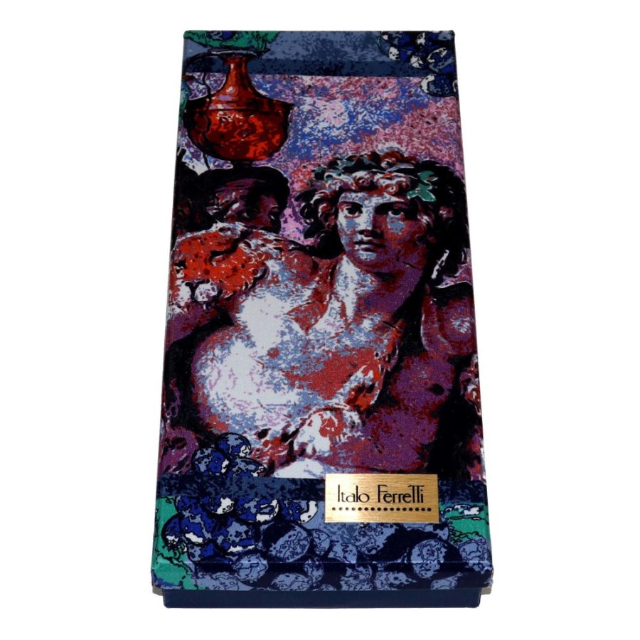 Lilac and blue women silk head scarf with fantasy, matching silk box included 419455-1