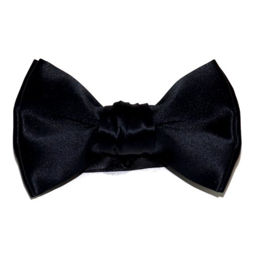 Black silk bow tie with double knot 18007-12 Mod. D104