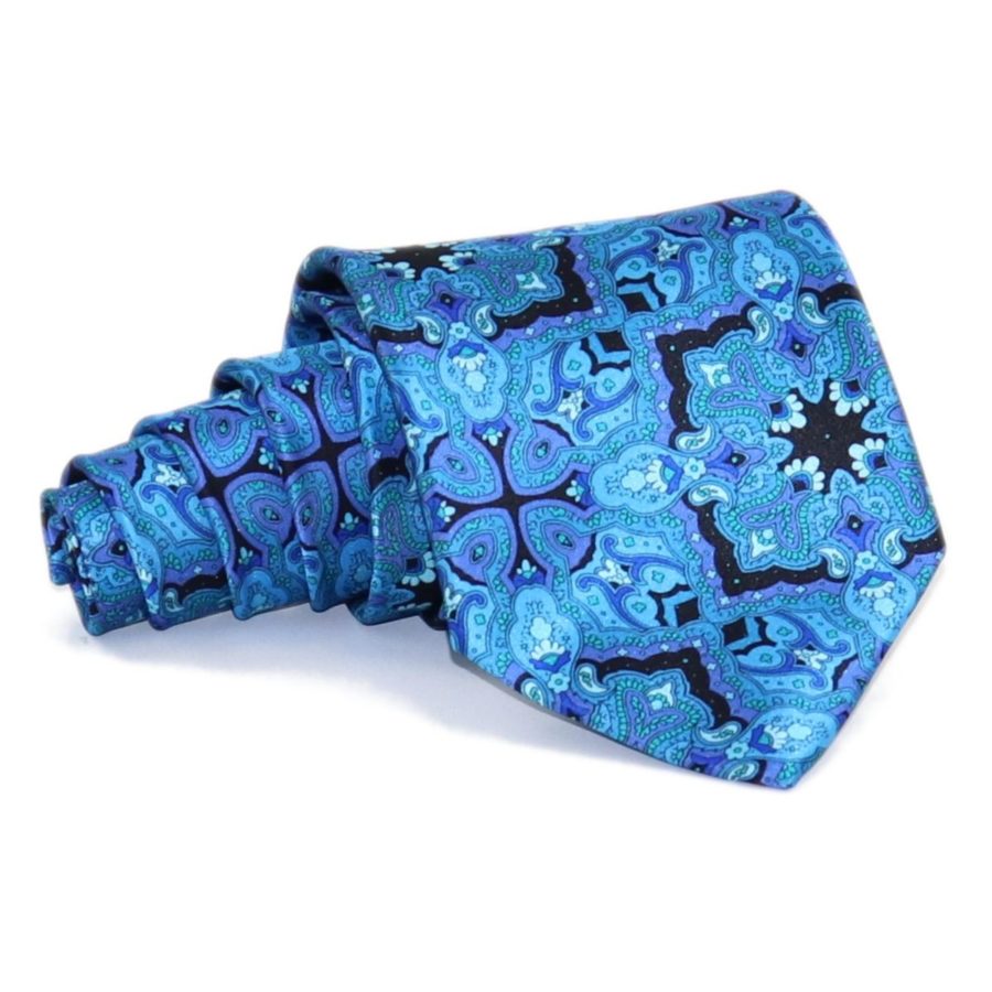 Sartorial blue and black silk necktie 419355-06