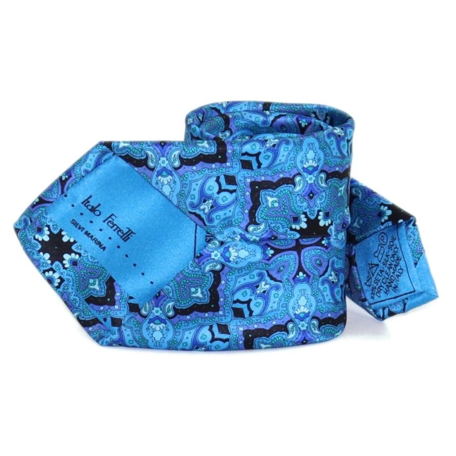 Sartorial blue and black silk necktie 419355-06