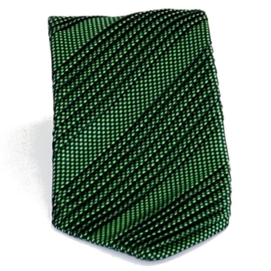 Sartorial PLEATED silk tie black and green 919002-003
