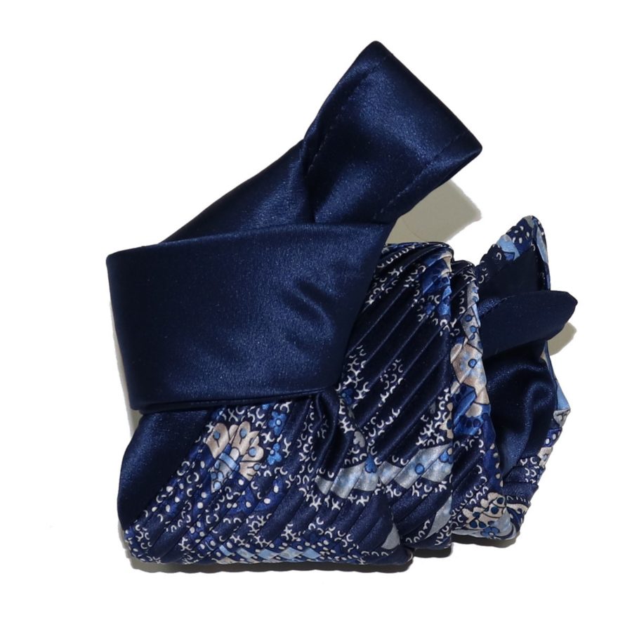 Sartorial pleated silk tie blue and light blue 919004-001