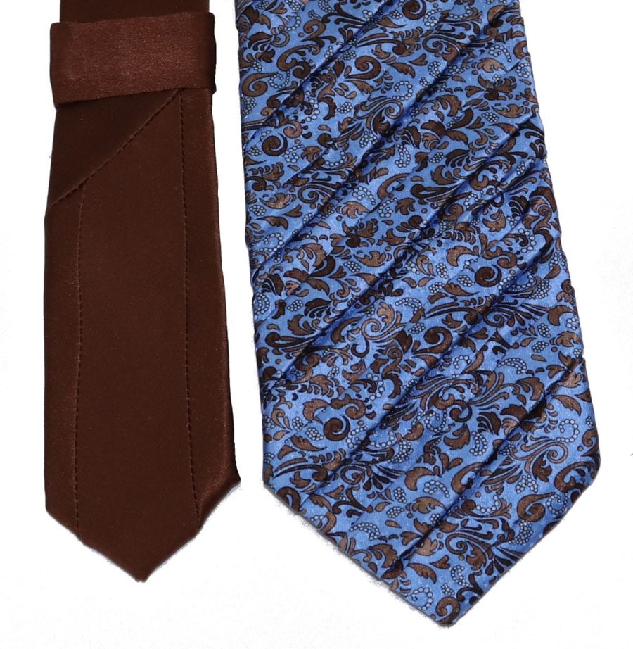 Sartorial pleated silk tie blue and light blue 919007-001